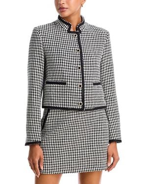 Aqua Mixed Houndstooth Button Front Jacket - Black