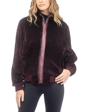 Gorski Reversible Select Grooved Shearling Lamb Insignia Bomber Jacket - Multicolor
