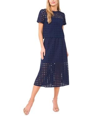 Cece Circle Eyelet Midi Skirt - Blue