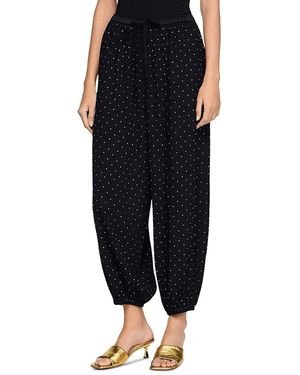 Sandro Joao Rhinestone Wide Leg Pants - Black