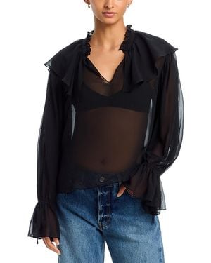 FRAME The Silk Soiree Blouse - Black