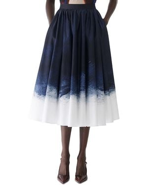 Jason Wu Brushed Canvas Printed Stretch Cotton Circle Skirt - Blue
