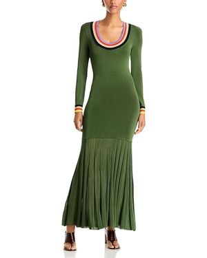 Christopher John Rogers Saucer Neck Long Sleeve Maxi Dress - Green