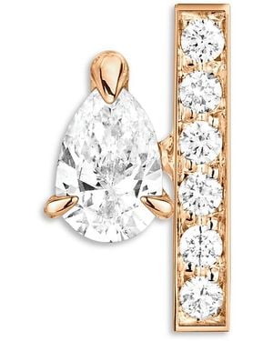 Repossi 18K Rose Serti Sur Vide Diamond Pear & Round Left Single Stud Earring - White