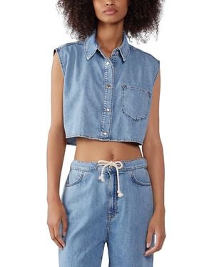Triarchy Juno Sleeveless Cropped Shirt - Blue
