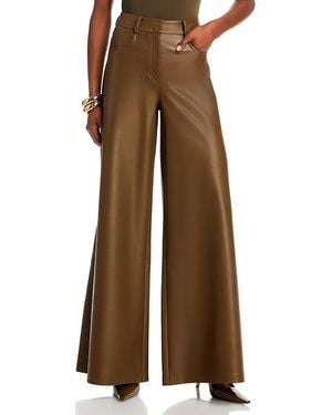 Norma Kamali Elephant Faux Leather Pants - Brown