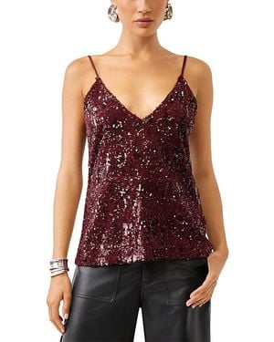 Fifteen Twenty Leah Sequin V Neck Cami - Red