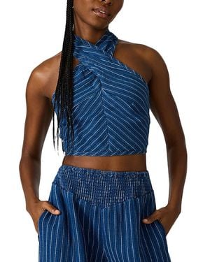 Steve Madden Winnie Stripe Halter Top - Blue