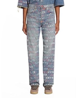 Lanvin X Future Straight Fit Printed Pants For - Blue