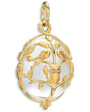 Temple St. Clair 18K Fj Crystal & Diamond Owlwood Amulet Pendant - Metallic