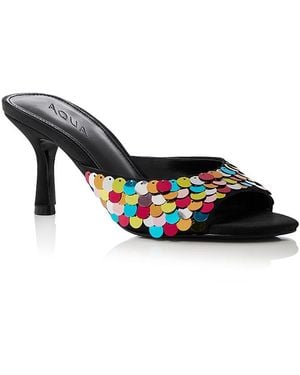 Aqua Shely Sequin Mules - Metallic
