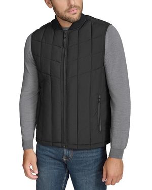 Andrew Marc Oxley Stretch Quilted Water Resistant Full Zip Puffer Vest - Gray