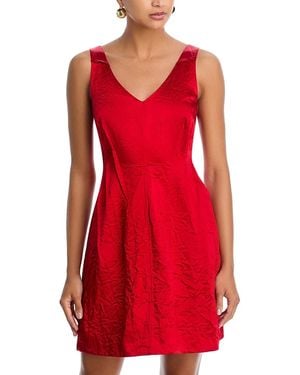 Jason Wu Crushed Satin V Neck Dress - Red