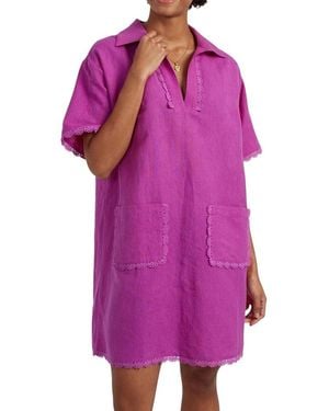 Chinti & Parker Linen-Blend Scallop Tunic Dress - Purple
