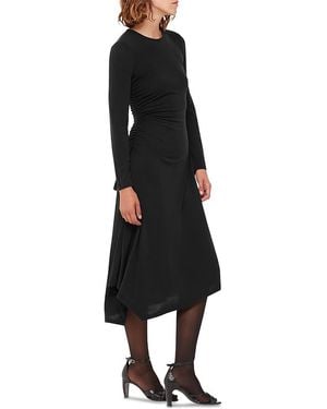 Whistles Ruched Modal-Blend Jersey Midi Dress - Black