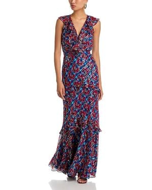 Saloni Rita Silk Dress - Purple
