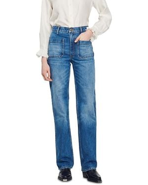 Sandro Moore High Rise Flare Jeans - Blue