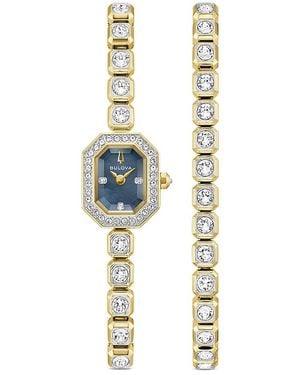 Bulova Box Set Crystal Bracelet & Watch, 15Mm - Metallic