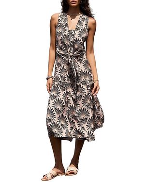 Mint Velvet Floral Print Sleeveless Midi Dress - Black
