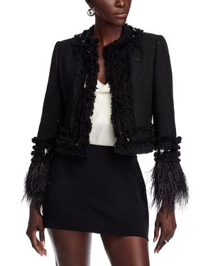 Emanuel Ungaro Dune Cropped Sequin Tweed Jacket - Black