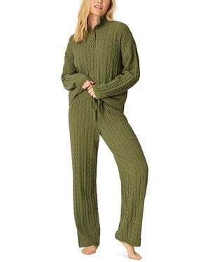 Pj Salvage Cozy Chenille Cable Knit Pajama Set - Green