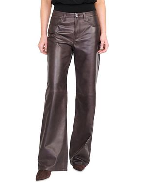 STAUD Gus Leather Pants - Gray
