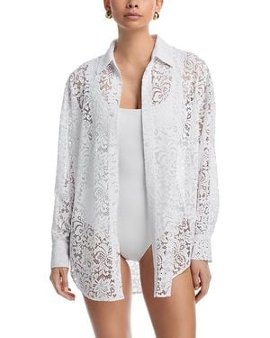 Stylest Aqualace Quick Dry Beach Shirt Swim Cover-Up - White