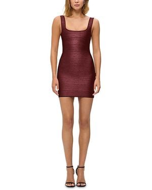 Hervé Léger The Metallic Gabriella Mini Dress - Red