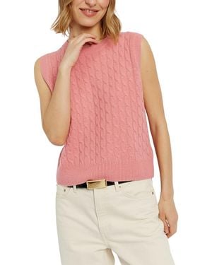 Chinti & Parker Pure Cashmere Cabled Tank - Red