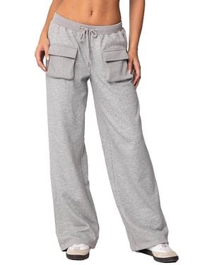 Edikted Bailey French Terry Cargo Pants - Gray
