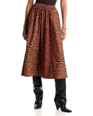 Xirena Gwynn Cotton Midi Skirt - Brown