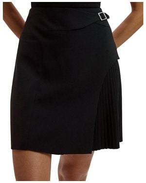 Karen Millen Buckle Pleated Mini Skirt - Black