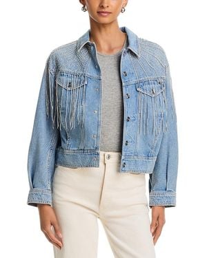 Mother The Fly Away Fringed Jean Jacket - Blue