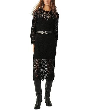 Ba&sh Grace Floral Crochet Midi Dress - Black