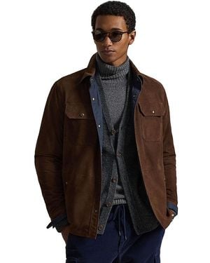 Polo Ralph Lauren Reversible Suede Taffeta Shirt Jacket - Brown