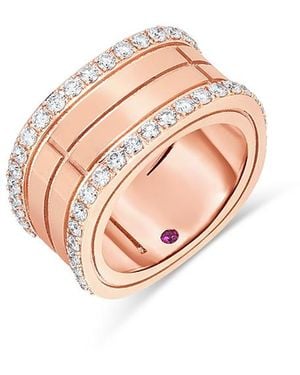 Roberto Coin 18K Portofino Diamond Border Four Row Ring - Pink