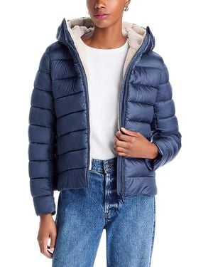 Save The Duck Gretel Faux Shearling Hooded Puffer Jacket - Blue