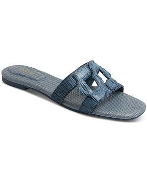 Jonathan Simkhai Monogram Raffia Sandals - Blue