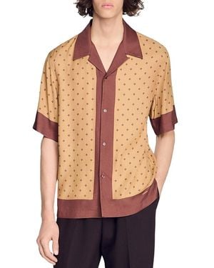 Sandro Fw26 Micro Cross Motif Shirt - Blue