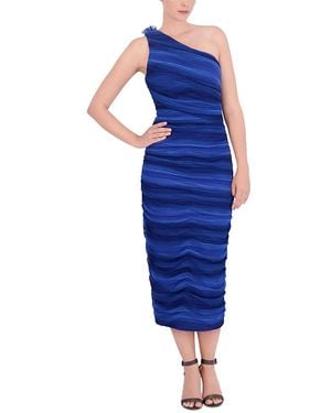 BCBGMAXAZRIA One Shoulder Midi Dress - Blue