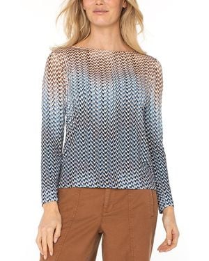 Liverpool Los Angeles Boat Neck Long Sleeve Top - Blue