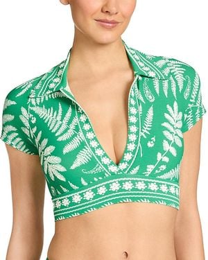 Robin Piccone Hailey T Shirt Plunge Bikini Top - Green