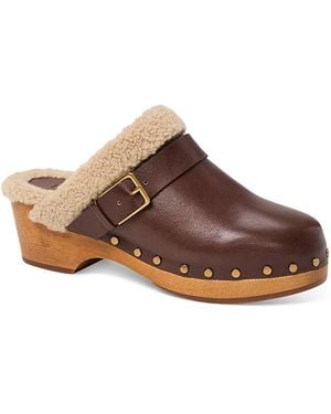 PAIGE Helena Studded Buckled Mules - Brown