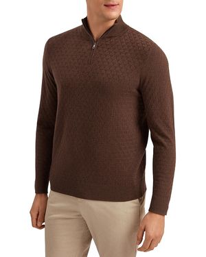 Ted Baker T Stitch Quarter Zip Pullover Sweater - Brown
