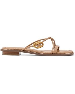 Reiss Raina Flat Leather Sandals - Natural