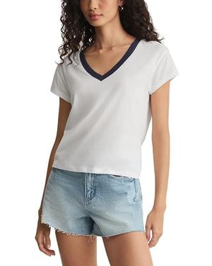 Z Supply Modern Colorblocked V Neck Tee - White