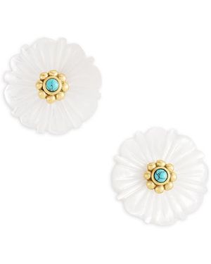 Anabel Aram Milos Carved Stone Flower Stud Earrings - White