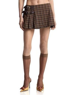 Avec Les Filles Belted Pleated Skort - Brown