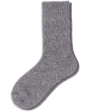 Hue Textured Cable Crew Socks - Gray