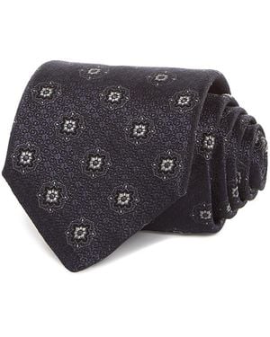 Canali Silk Classic Medallion Tie - Black